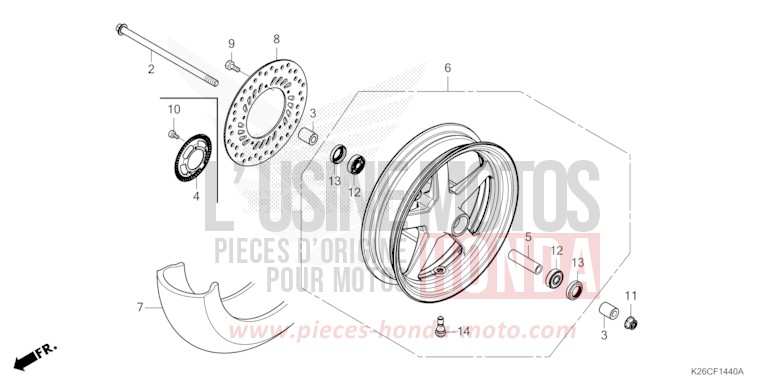 FRONT WHEEL for MSX GROM A PEARL HORIZON WHITE (NHB61) from 2024